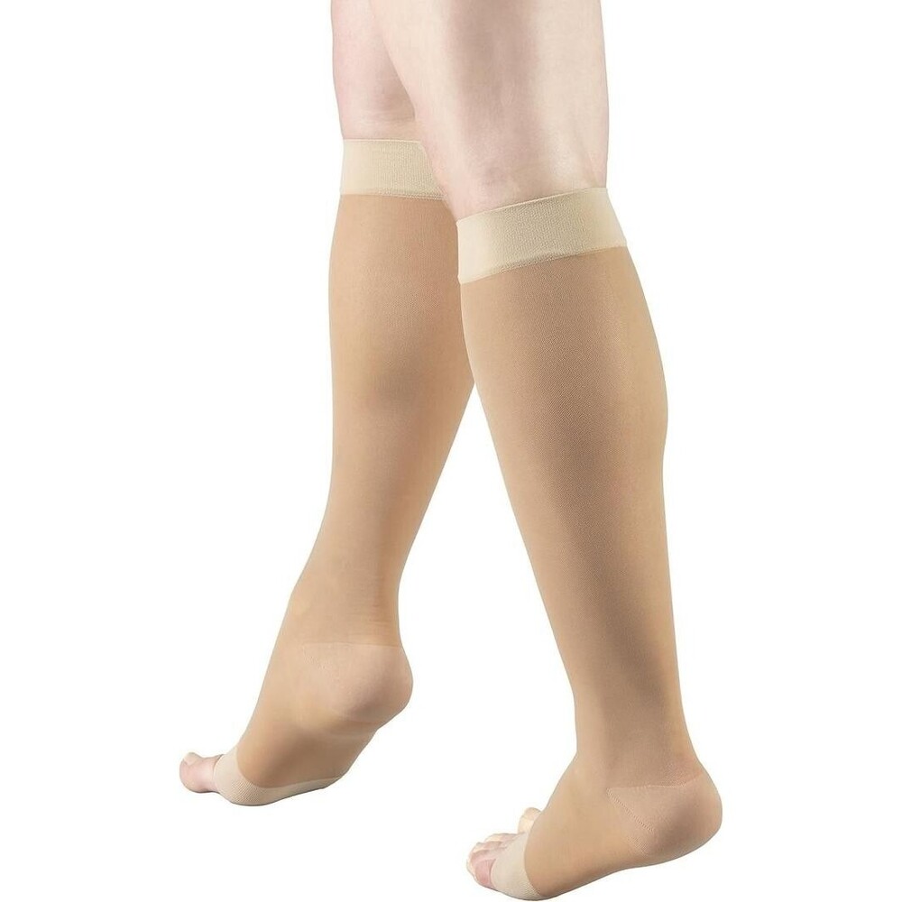 Sheer Compression Stockings, 15-20 mmHg, Women's Knee High Length, Open Toe, ...